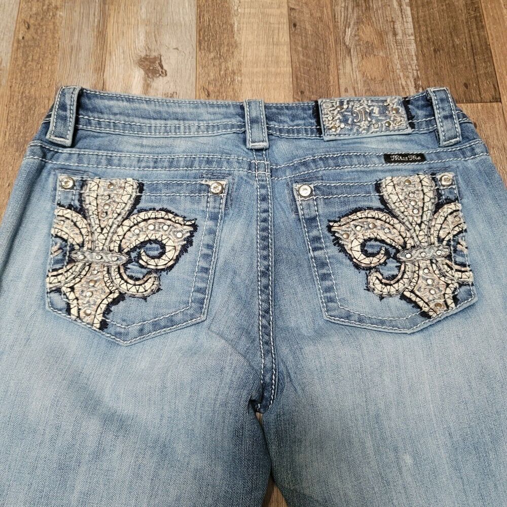 Miss Me Light Blue Cropped Jeans with Embellished Pockets
